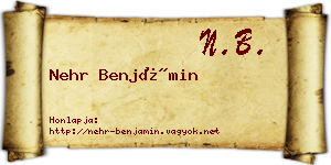 Nehr Benjámin névjegykártya