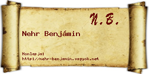 Nehr Benjámin névjegykártya